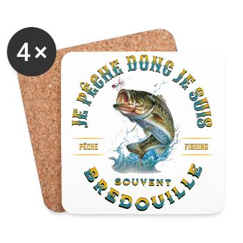 Cadeau pour pêcheur,Je pêche et je suis bredouille - Dessous de verre (lot de 4) - blanc - Devant