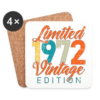 Vintage Cassette 50th Anniversary 1972 Gift - Coasters (set of 4) - white - Front