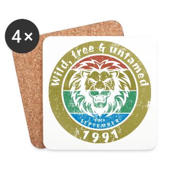 33ème anniversaire Sauvage, libre & indompté depuis 09/1991 - Dessous de verre (lot de 4) - blanc - Devant