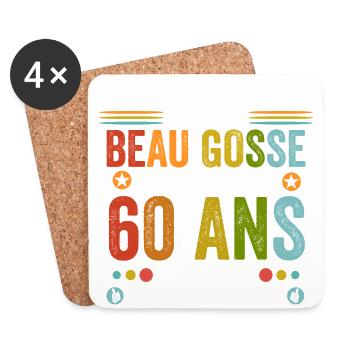 60 ans Cadeau Anniversaire 60 ans Drôle - Dessous de verre (lot de 4) - blanc - Devant