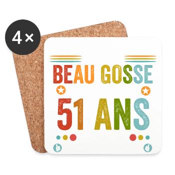 51 ans Cadeau Anniversaire 51 ans Drôle - Dessous de verre (lot de 4) - blanc - Devant