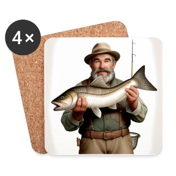 🎣 "Tight Lines" – Klassisches Angler-Design 🐟 - Untersetzer (4er-Set) - Weiß - Vorne