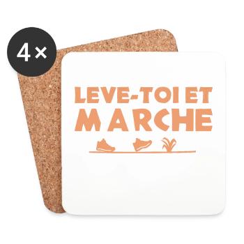 LÈVE-TOI ET MARCHE ! (randonnée, trek) - Dessous de verre (lot de 4) - blanc - Devant