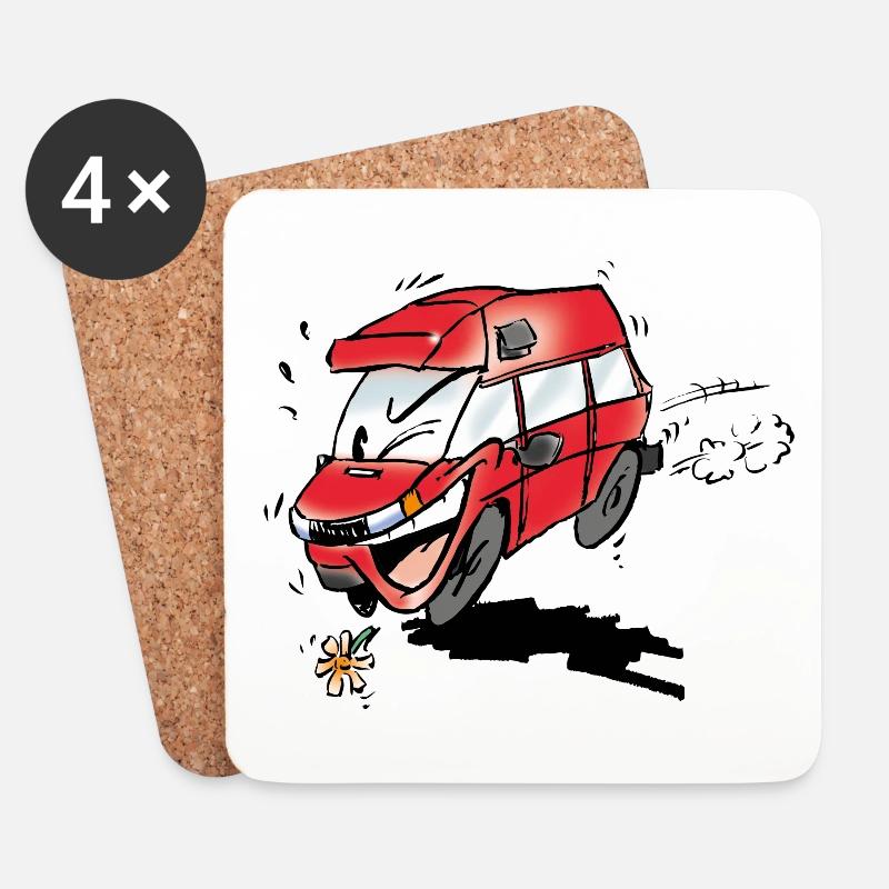 Humorvoller Van - Untersetzer (4er-Set) - Weiß