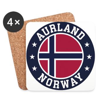 Drapeau Aurland Norway - Dessous de verre (lot de 4) - blanc - Devant