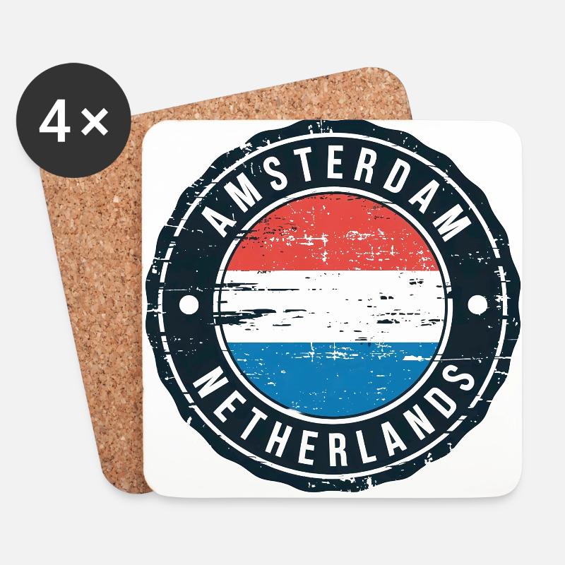 Amsterdam, Niederlande - Untersetzer (4er-Set) - Weiß