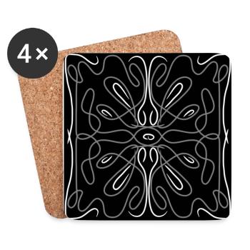 Motif symétrique gris et blanc - Dessous de verre (lot de 4) - blanc - Devant