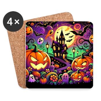 Halloween-Tag - Untersetzer (4er-Set) - Weiß - Vorne