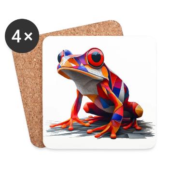 Grenouille colorée - Dessous de verre (lot de 4) - blanc - Devant