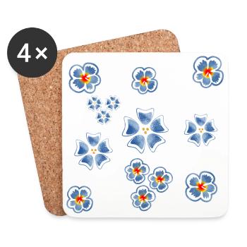Little Cute Blue Flowers - Coasters (set of 4) - white - Front
