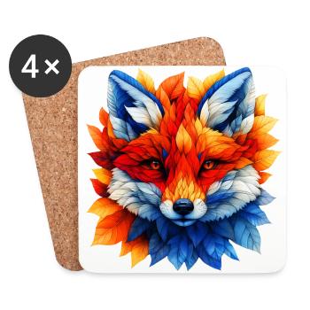 Renard, furtif et élégant - Dessous de verre (lot de 4) - blanc - Devant