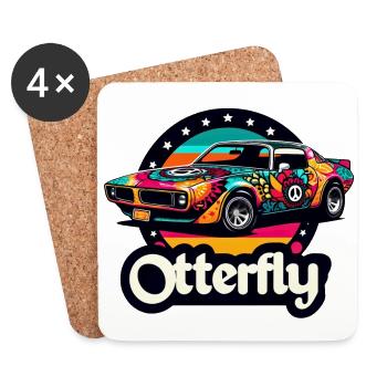 Retro Peace and Love Auto Classic - Untersetzer (4er-Set) - Weiß - Vorne