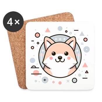 Cute dog – cute design in Japanese style - Coasters (set of 4) - white - Front