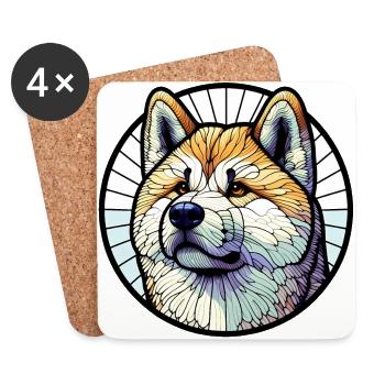 Akita Inu - Coasters (set of 4) - white - Front