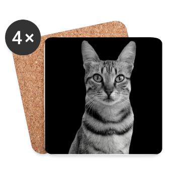 Katze weiß-schwarz Katze schwarzweiß - Untersetzer (4er-Set) - Weiß - Vorne
