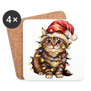Christmas Cat - Coasters (set of 4) - white - Front