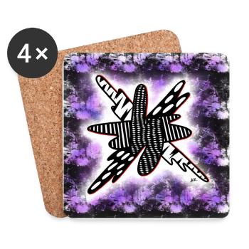 Creatively patterned blob on black and violet - Coasters (set of 4) - white - Front