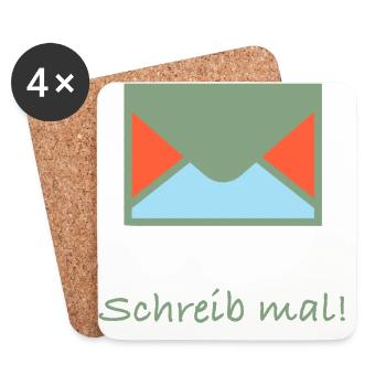 Briefumschlag mit den Schriftzug schreib mal! - Untersetzer (4er-Set) - Weiß - Vorne