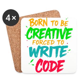 Born to be Creative Forced to write code t-shirt - Coasters (set of 4) - white - Front