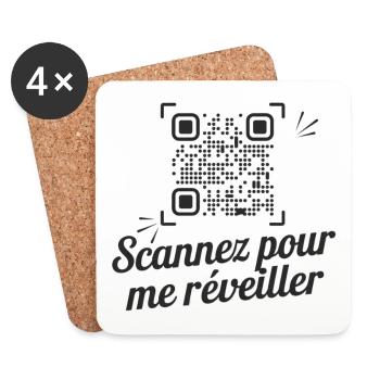 Scannez pour me réveiller - Dessous de verre (lot de 4) - blanc - Devant