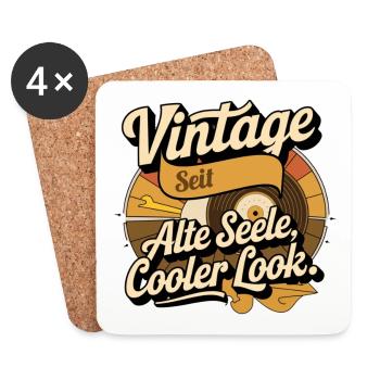 Retro Vintage Geburtsjahr personalisierte Geschen - Untersetzer (4er-Set) - Weiß - Vorne