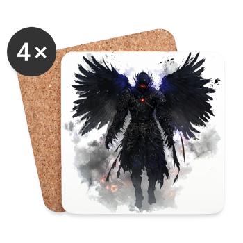 Dark Angel T-Shirt – Mystical Fantasy Design - Coasters (set of 4) - white - Front