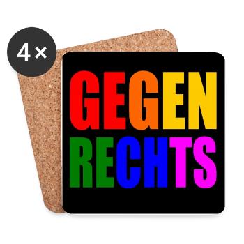 Gegen rechts - Untersetzer (4er-Set) - Weiß - Vorne