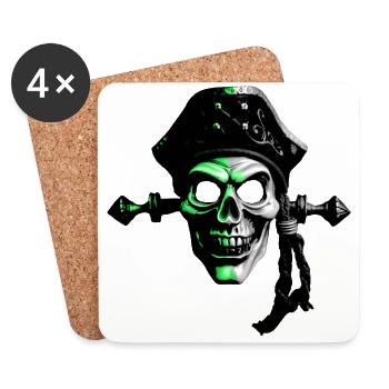 Pirat Comicart Green - Untersetzer (4er-Set) - Weiß - Vorne