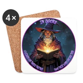 Wizard reads book - Coasters (set of 4) - white - Front