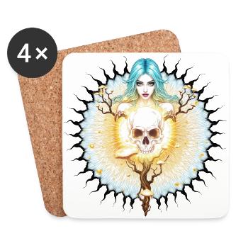 Crâne femme - Dessous de verre (lot de 4) - blanc - Devant