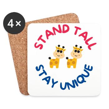Stand Tall, Stay Unique – Cute Giraffe Motivationa - Coasters (set of 4) - white - Front
