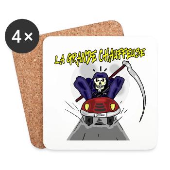 LA GRANDE CHAUFFEUSE ! (squelette,Mort) - Dessous de verre (lot de 4) - blanc - Devant
