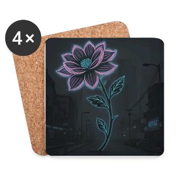 Neonblume in urbaner Dunkelheit - Untersetzer (4er-Set) - Weiß - Vorne