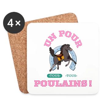 UN POUR TOUS, TOUS POULAINS (cheval) ! - Dessous de verre (lot de 4) - blanc - Devant