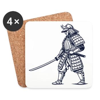 Guerrier Samouraï – Honneur, Discipline et Force - Dessous de verre (lot de 4) - blanc - Devant