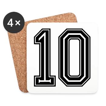Numéro 10 : Aperçu de la conception sportive - Dessous de verre (lot de 4) - blanc - Devant