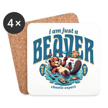 I am just a surfing Beaver - Coasters (set of 4) - white - Front