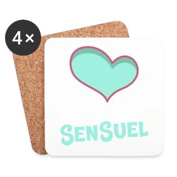 JE SUIS AU RÉGIME SENSUEL ! (amour, love) - Dessous de verre (lot de 4) - blanc - Devant