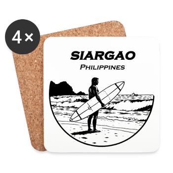 Surfeur de Siargao - Dessous de verre (lot de 4) - blanc - Devant