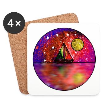 Scène de navigation cosmique - Dessous de verre (lot de 4) - blanc - Devant