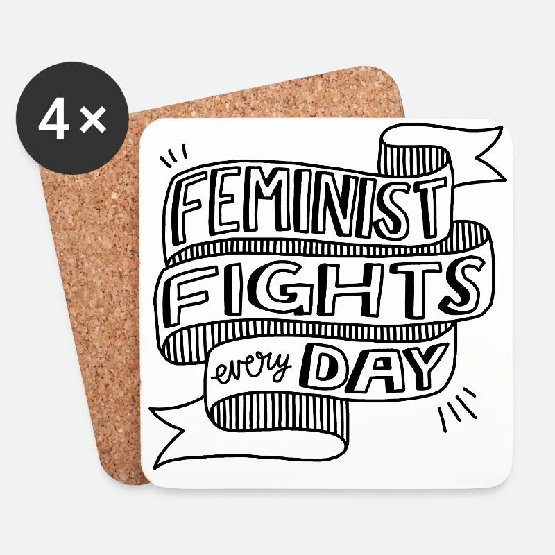 Luloveshandmade - Feminist Fights - Untersetzer (4er-Set) - Weiß