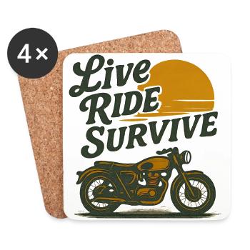 moto live ride survivre style vintage - Dessous de verre (lot de 4) - blanc - Devant