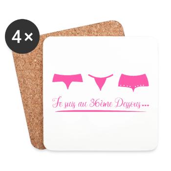 JE SUIS AU 36ÈME DESSOUS (lingerie) ! - Dessous de verre (lot de 4) - blanc - Devant