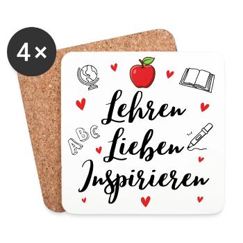 Teach, Love, Inspire – Teacher Gift - Coasters (set of 4) - white - Front