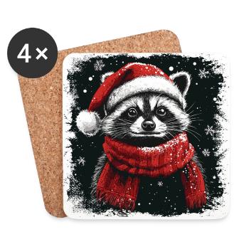 Christmas raccoon - Coasters (set of 4) - white - Front