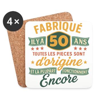 Fabriqu il y a 50 ans 50 ans Anniversaire - Dessous de verre (lot de 4) - blanc - Devant