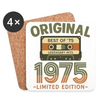 Classic 1975 Original Vintage Birthday Est édition - Dessous de verre (lot de 4) - blanc - Devant