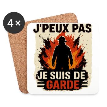 Je Peux Pas Je Suis De Garde Pompiers Cadeau - Dessous de verre (lot de 4) - blanc - Devant