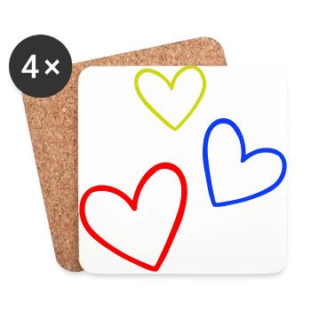 Herzen Bunt - Untersetzer (4er-Set) - Weiß - Vorne