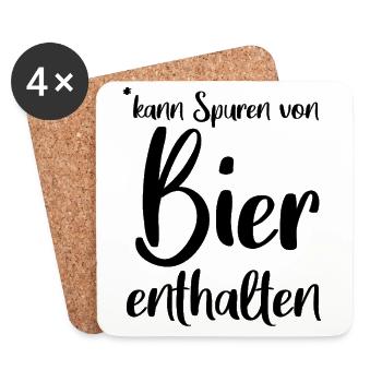 kann Spuren von Bier enthalten - Untersetzer (4er-Set) - Weiß - Vorne